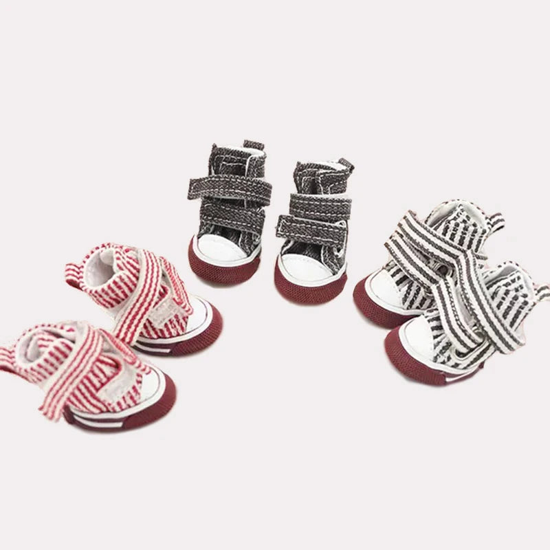 Pet Dog Anti-slip Shoes Puppy Sneakers Breathable Booties  outdoor Casual canvas Sneakers for Teddy small middle dogs 4Pcs/set