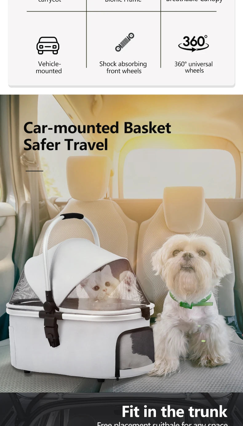 Foldable Pet Stroller with Shock