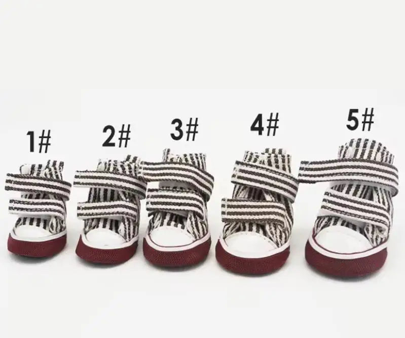 Pet Dog Anti-slip Shoes Puppy Sneakers Breathable Booties  outdoor Casual canvas Sneakers for Teddy small middle dogs 4Pcs/set