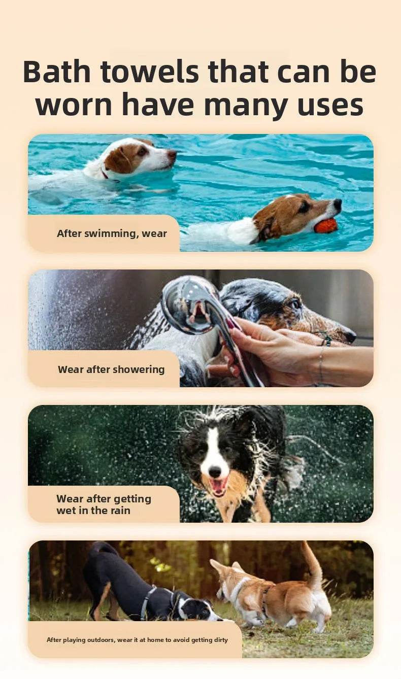 Pet bathrobe coral fleece absorbent bath towel cat dog bath dry towel medium large dog cat cleaning towel