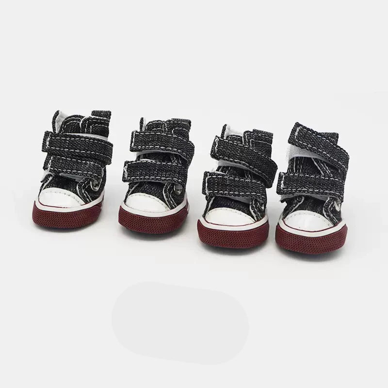 Pet Dog Anti-slip Shoes Puppy Sneakers Breathable Booties  outdoor Casual canvas Sneakers for Teddy small middle dogs 4Pcs/set