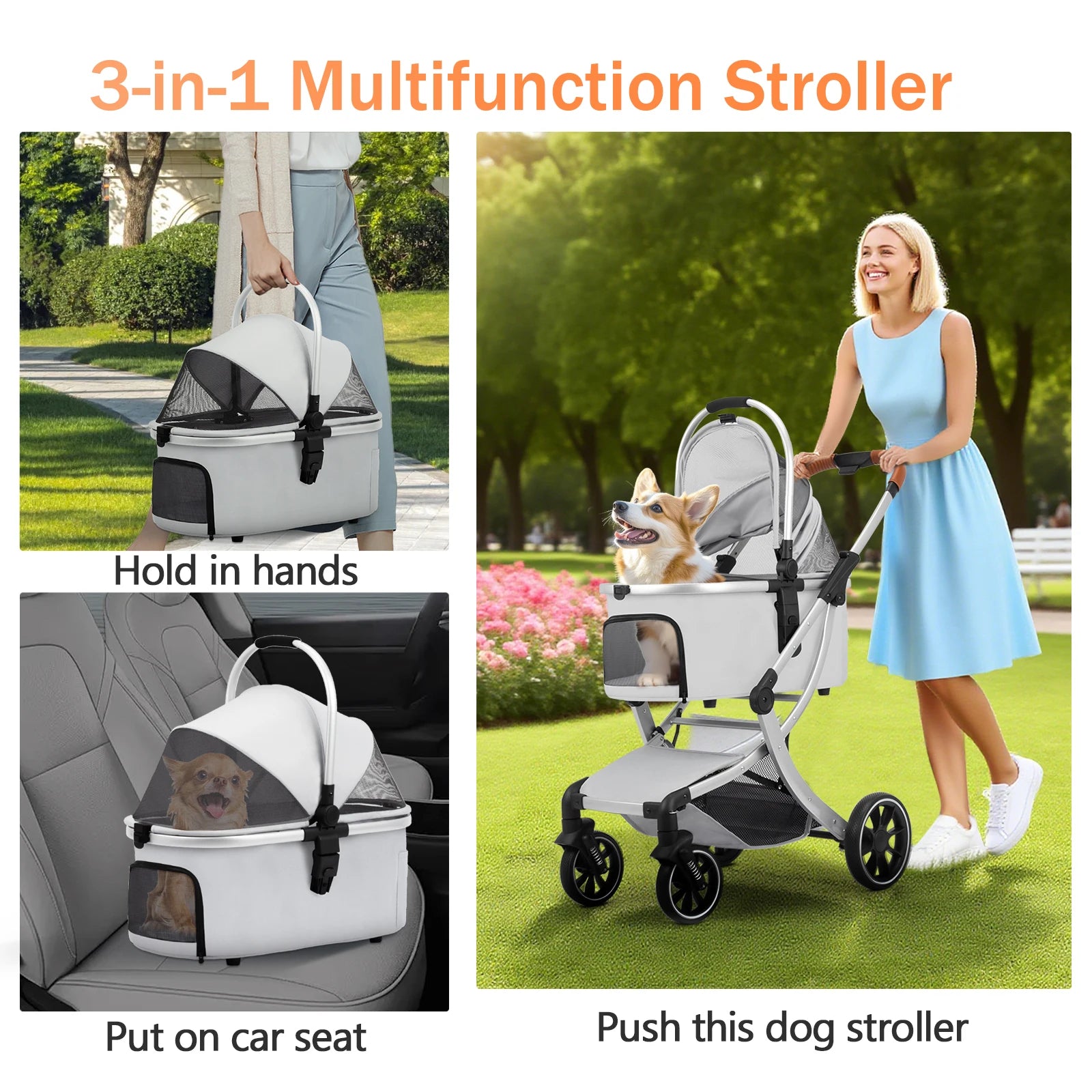 Foldable Pet Stroller with Shock