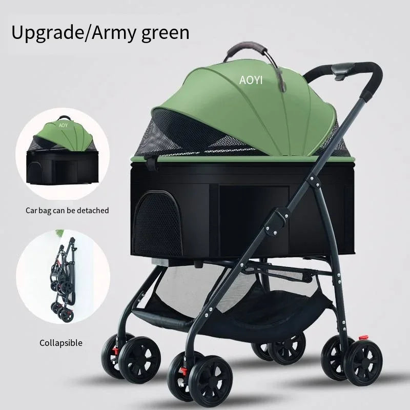 3-in-1 Lightweight Foldable Pet Car Stroller