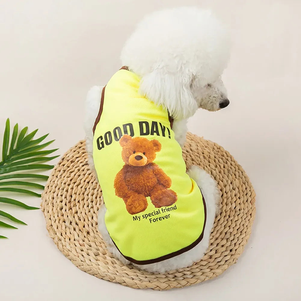 Pet Sleeveless T-Shirt — Bear Pattern Vest for Dogs & Cats
