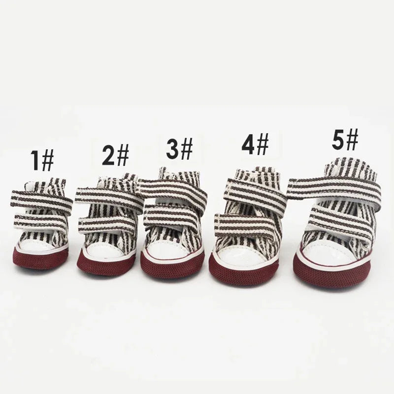 Pet Dog Anti-slip Shoes Puppy Sneakers Breathable Booties  outdoor Casual canvas Sneakers for Teddy small middle dogs 4Pcs/set
