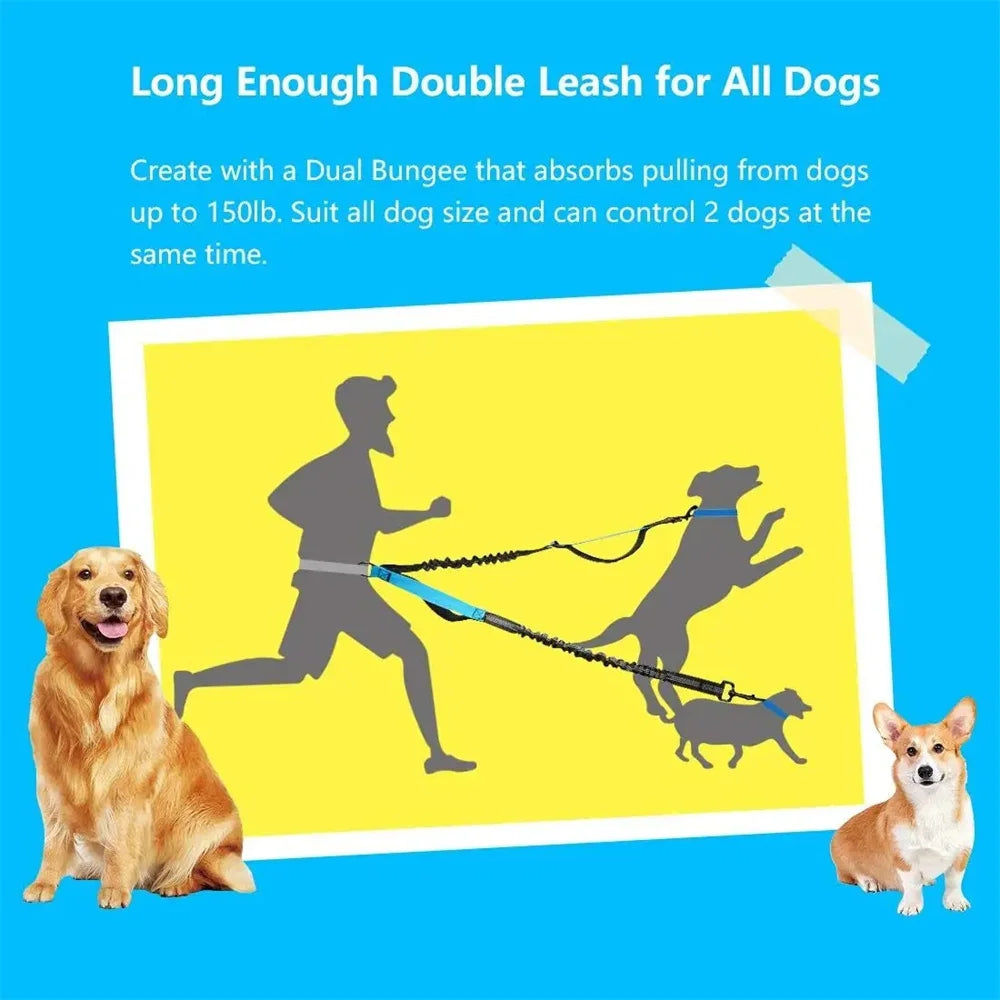 Hands-Free Dog Leash — Retractable Elastic Waist Belt for Running & Walking