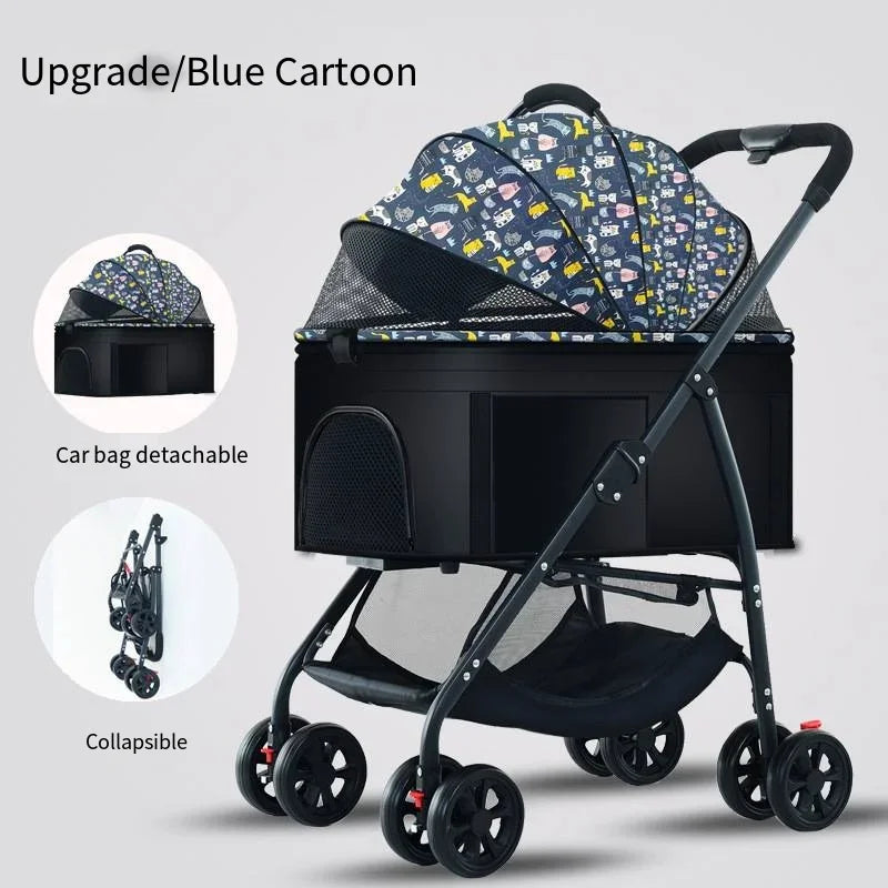 3-in-1 Lightweight Foldable Pet Car Stroller