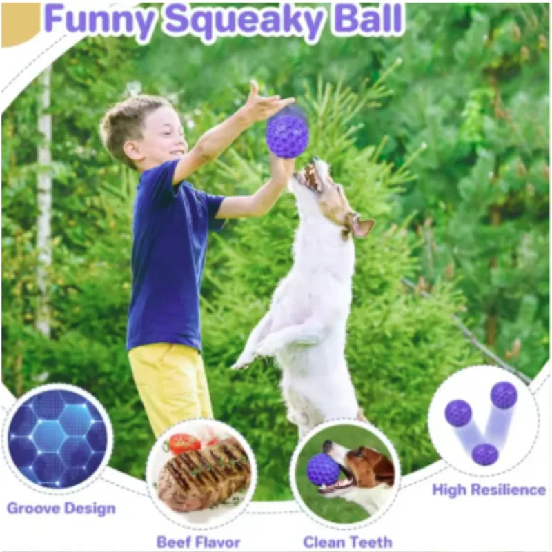 Bite-Resistant Honeycomb Dog Toy Ball — Natural Rubber Teething & Teeth Cleaning
