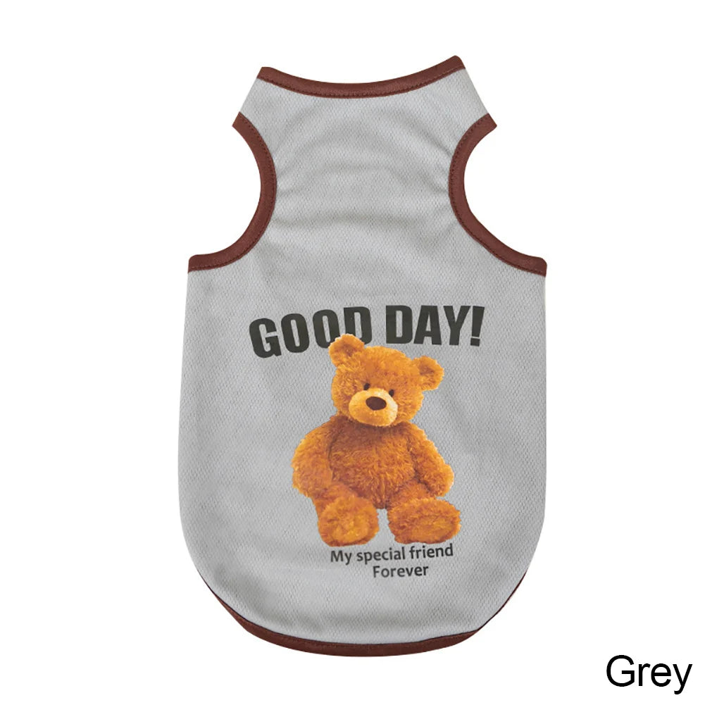 Pet Sleeveless T-Shirt — Bear Pattern Vest for Dogs & Cats