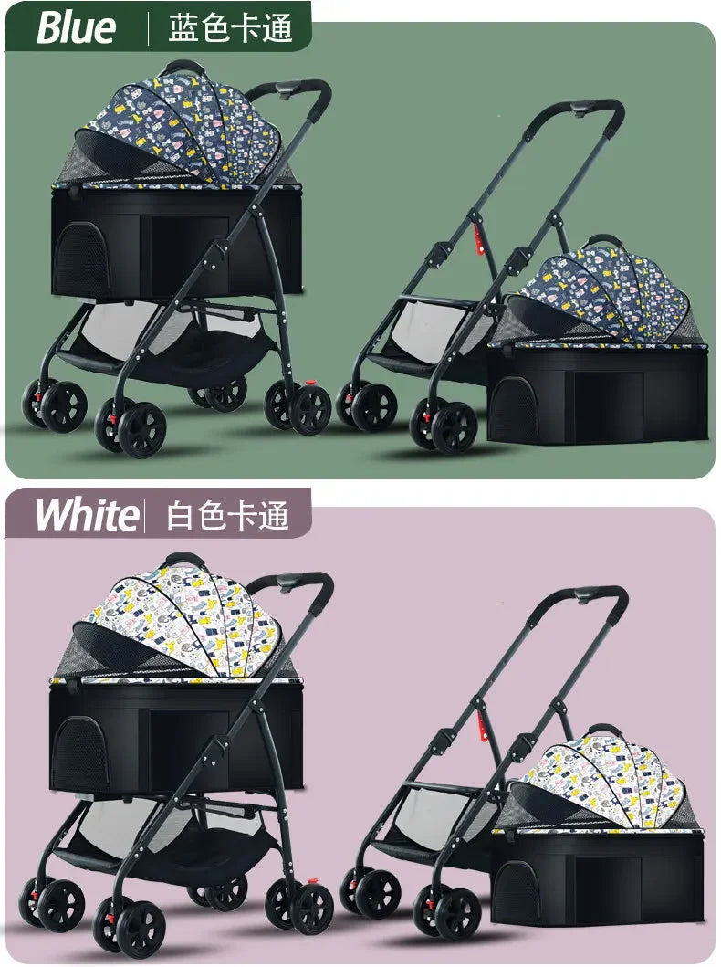 3-in-1 Lightweight Foldable Pet Car Stroller