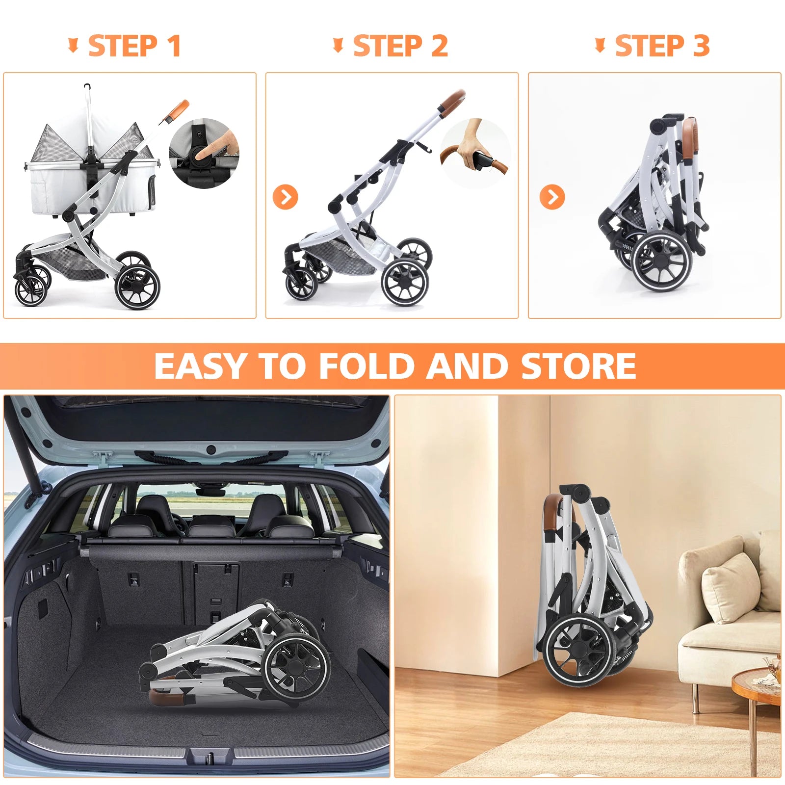Foldable Pet Stroller with Shock