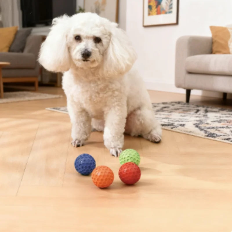 Bite-Resistant Honeycomb Dog Toy Ball — Natural Rubber Teething & Teeth Cleaning