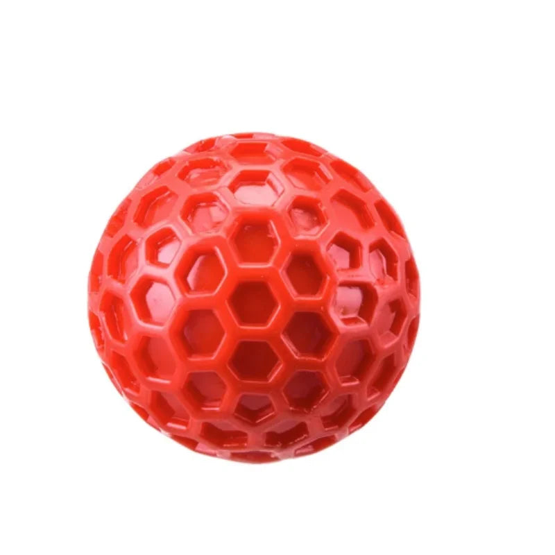 Bite-Resistant Honeycomb Dog Toy Ball — Natural Rubber Teething & Teeth Cleaning