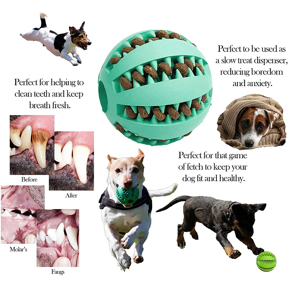 Rubber Dog Snack Ball Toy — Teeth Cleaning Treat Dispenser for Puppies & Large Dogs