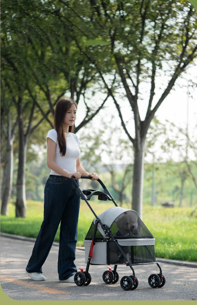 Foldable Pet Stroller for Small Dogs & Cats