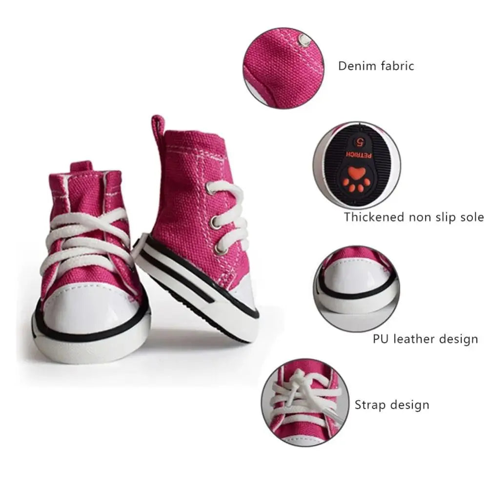 Creative 4PCS/Set Pet Shoes with Adjustable Drawstring Waterproof Puppy Pet Dogs Boots Canvas Breathable Pet Supplies Pets