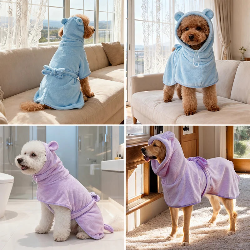 Quick Drying Soft Pet Bath Towel Robe Absorbent Soft Pet Bathrobe Dog Bath Towel for Small big Medium Dogs and cat