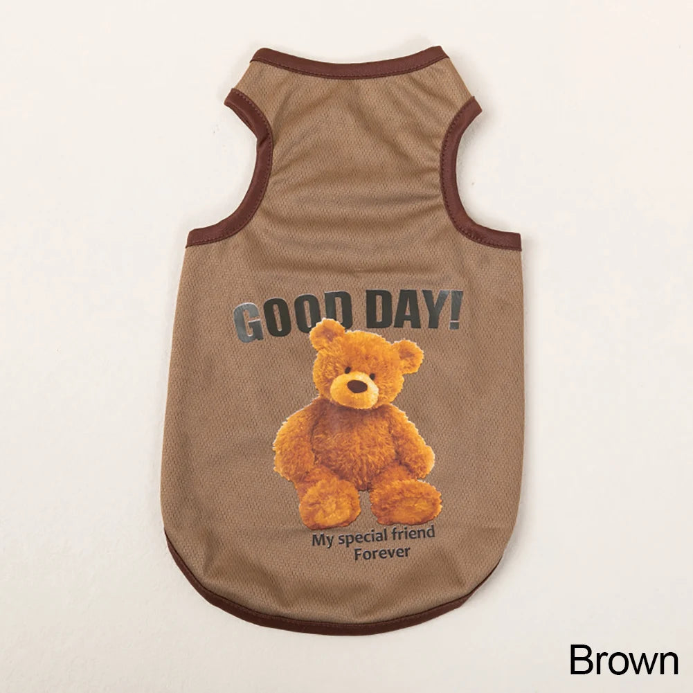 Pet Sleeveless T-Shirt — Bear Pattern Vest for Dogs & Cats