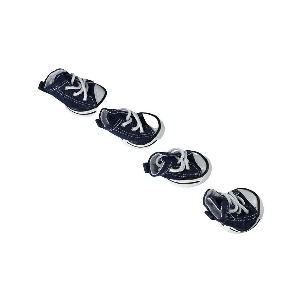4pcs/set Cute Outdoor For Small Dogs,Cats Casual Style Anti-slip Pet Denim Shoes Puppy Sneaker Pet Booties Dog Shoes