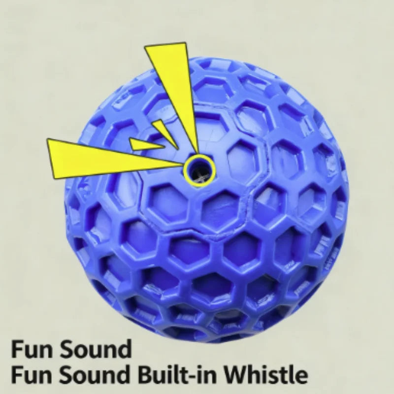 Bite-Resistant Honeycomb Dog Toy Ball — Natural Rubber Teething & Teeth Cleaning