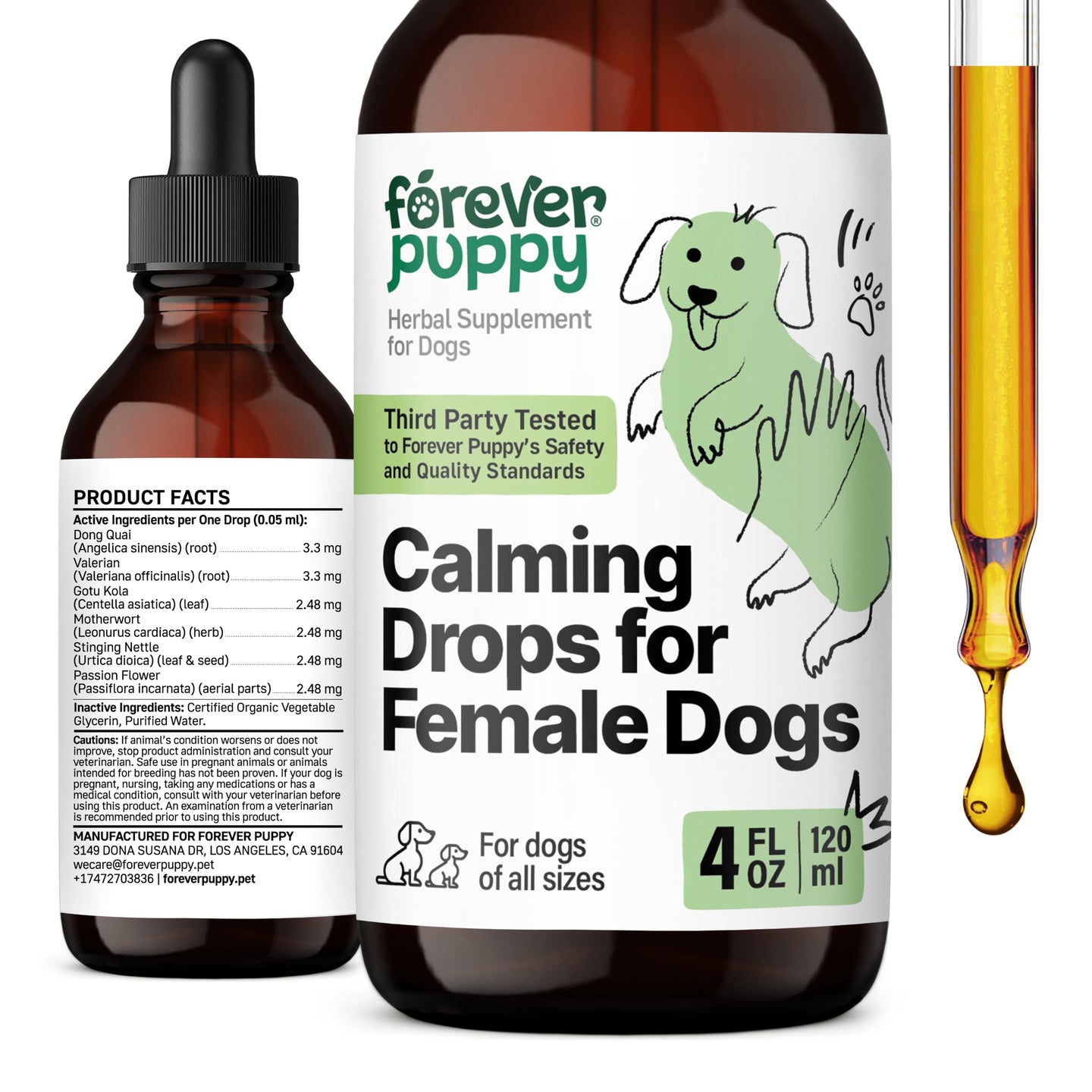 Calming Drops for Female Dogs - Valerian Root Calming Care for Dogs - Liquid Alternative to Calming Chews for Dogs Composure - Herbal Dog Separation Relief Drops - Pet Calming Supplements - 4 oz